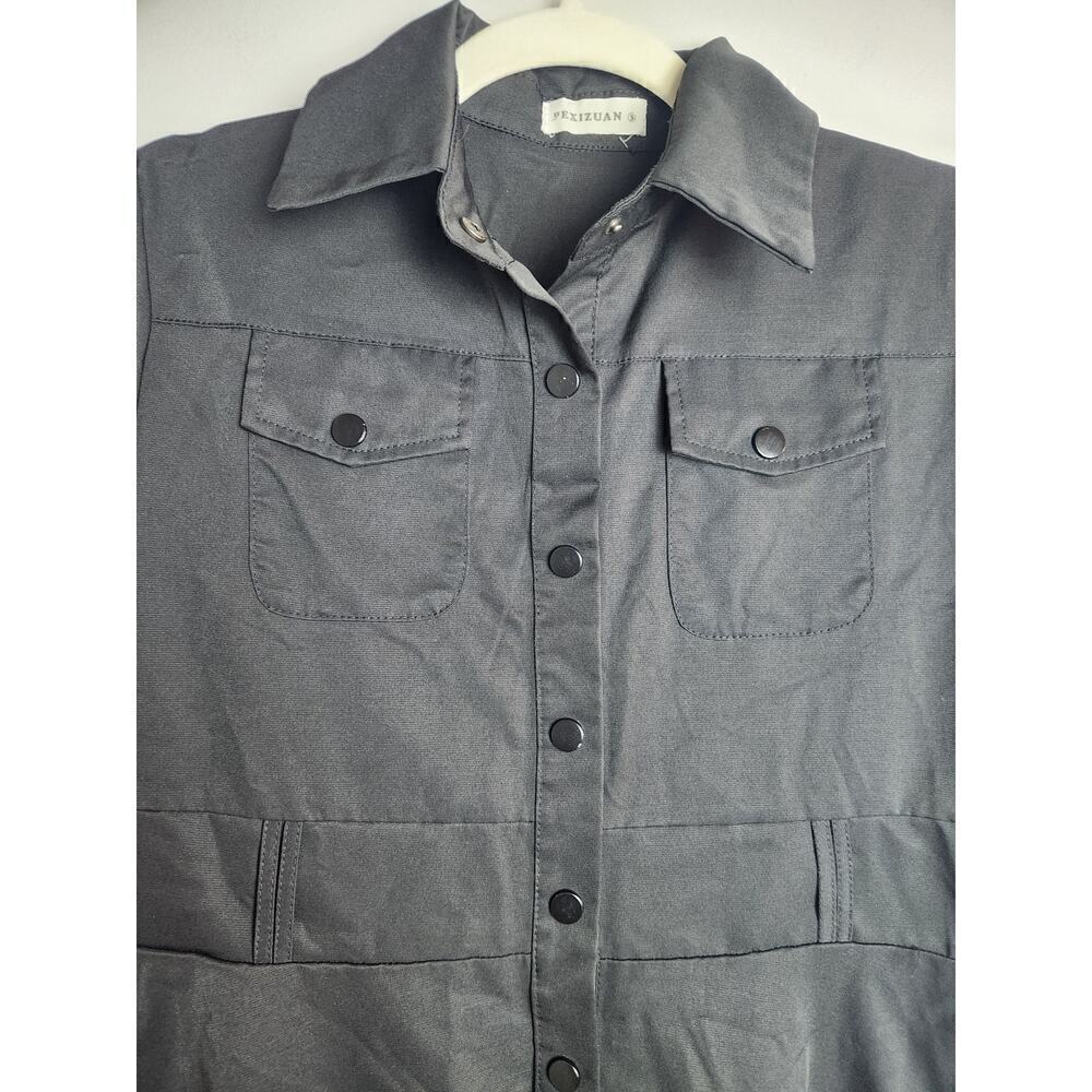 Snap front womens dress measures M cross, goth emo grunge nun missing straps - Picture 3 of 11